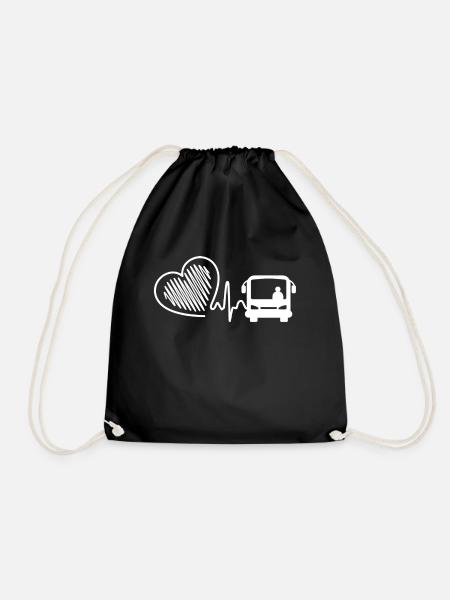 Bus Driver Bus Driver Heartbeat - Drawstring Bag - black
