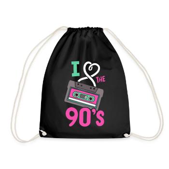 90er Retro I liebe die Neunziger - Turnbeutel - Schwarz - Vorne