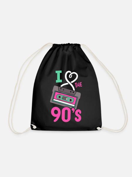 90er Retro I liebe die Neunziger - Turnbeutel - Schwarz