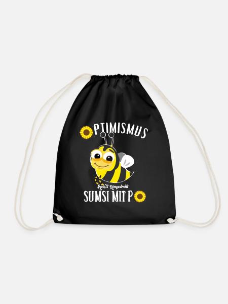 Sumsi mit Po Optimismus Biene Hummel Imker Honig - Turnbeutel - Schwarz