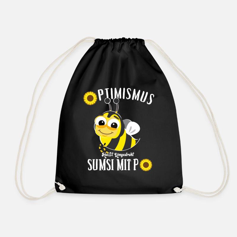 Sumsi mit Po Optimismus Biene Hummel Imker Honig - Turnbeutel - Schwarz