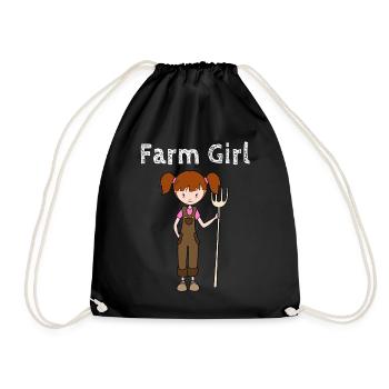 Farm girl farm girl gift kids - Drawstring Bag - black - Front