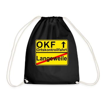 OKF Ortskontrollfahrt Ort Schild - Turnbeutel - Schwarz - Vorne