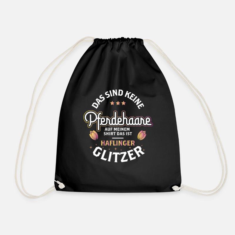 Reiterin Pferd Spruch Haare Glitzer Haflinger - Turnbeutel - Schwarz