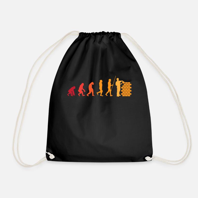 Maurer Evolution | lustiges Wandbauer Geschenk - Turnbeutel - Schwarz