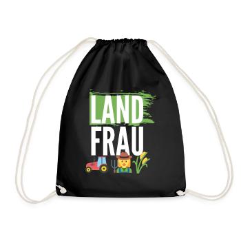 Landfrau Logo Geschenk - Turnbeutel - Schwarz - Vorne