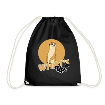 Erdmännchen, Erdmännchen süss, Erdmännchen Wache - Drawstring Bag - black - Front
