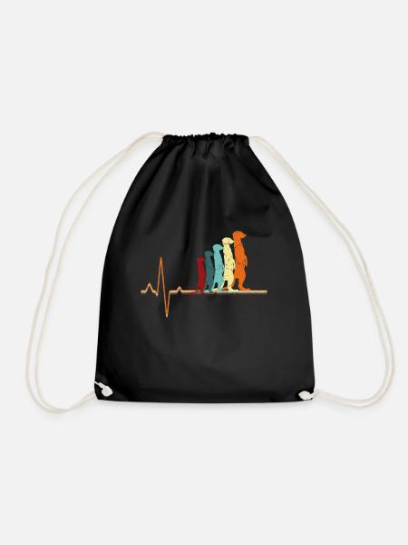 Retro meerkat EKG - Drawstring Bag - black