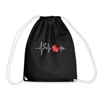 Chien chat coeur ligne patte pet - Sac de sport léger - noir - Devant
