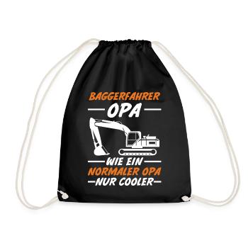 Bagger Opa Tiefbauer Großvater Baggerfahrer - Turnbeutel - Schwarz - Vorne