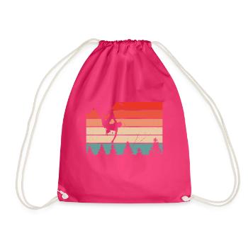 Bouldering, bouldering, sports, climbing, retro - Drawstring Bag - fuchsia - Front