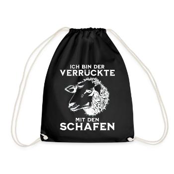 Schaf Schafhalter - der verrückte mit den Schafen - Turnbeutel - Schwarz - Vorne