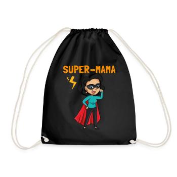 Super mom mom gift mom heroine mothers day - Drawstring Bag - black - Front