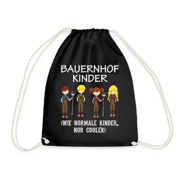 Bauernhof Kinder Landwirt Bauer Spruch Geschenk - Turnbeutel - Schwarz - Vorne
