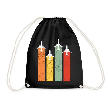 Pilot Aviation Flugzeug Flieger Geschenk Retro - Turnbeutel - Schwarz - Vorne