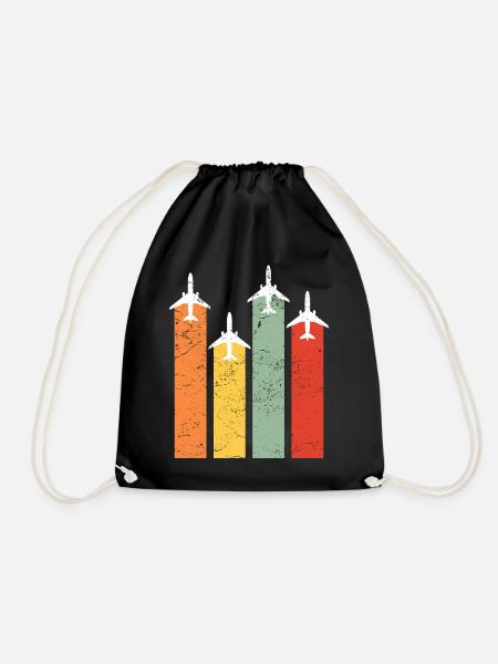 Pilot Aviation Flugzeug Flieger Geschenk Retro - Turnbeutel - Schwarz