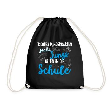 Einschulung Schulanfang Kindergarten Schulstart - Turnbeutel - Schwarz - Vorne