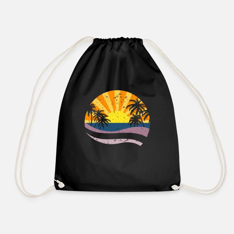 Palm trees and sun - vacation in summer - Drawstring Bag - black