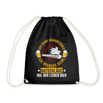 Mähdrescher Bier Saufen Landwirt Bauernhof Ernte - Turnbeutel - Schwarz - Vorne