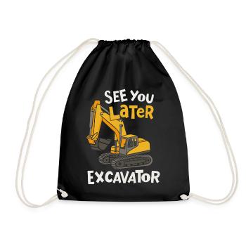 Excavator excavator driver construction - Drawstring Bag - black - Front