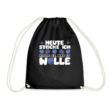Strickerin Strick Frauen Lustig Geschenk Spruch - Turnbeutel - Schwarz - Vorne