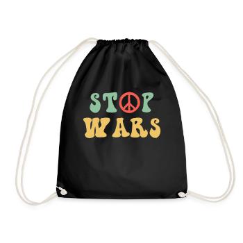 Stop wars - Frieden, Peacezeichen - Turnbeutel - Schwarz - Vorne