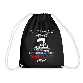 Schnarche Nicht Ich Träume Ich Bin Eine Dampflock - Turnbeutel - Schwarz - Vorne