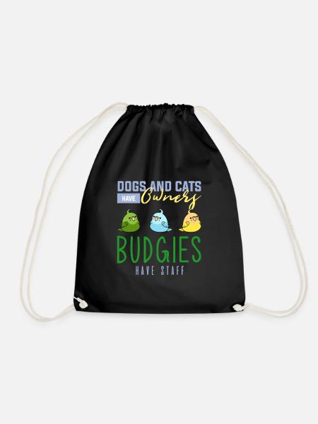Budgerigar, budgie birds, parakeet - Drawstring Bag - black