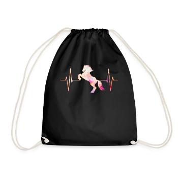 Horse heartbeat horse lover rider gift - Drawstring Bag - black - Front