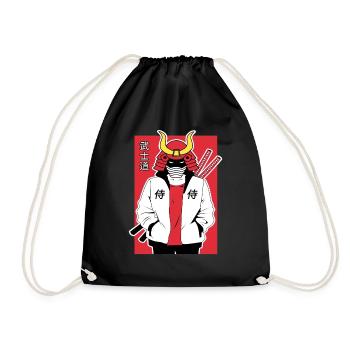 Samurai Warrior Anime - Drawstring Bag - black - Front