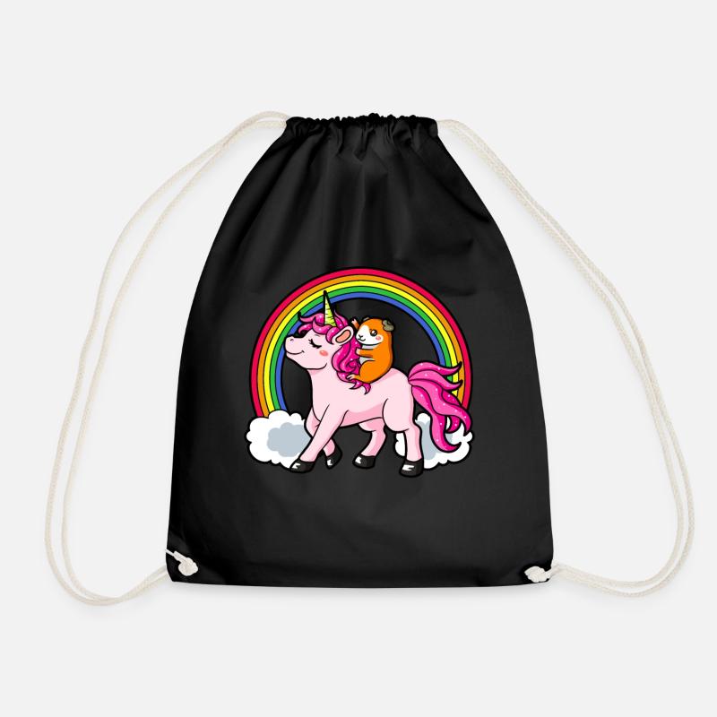 Unicorn And Guinea Pig Rainbow - Turnbeutel - Schwarz