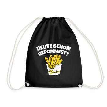 POMMES GESCHENK LUSTIGER SPRUCH POMMES FRITES - Turnbeutel - Schwarz - Vorne