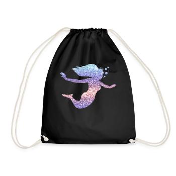 Sirène paillettes cadeau femmes filles - Sac de sport léger - noir - Devant