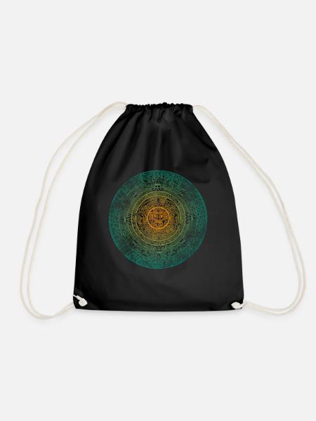 Aztec Mayan Aztec Calendar Mexico - Drawstring Bag - black