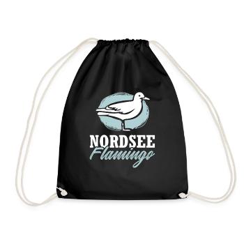 Nordsee Flamingo Möwe Nordeutscher Küste Meer - Turnbeutel - Schwarz - Vorne