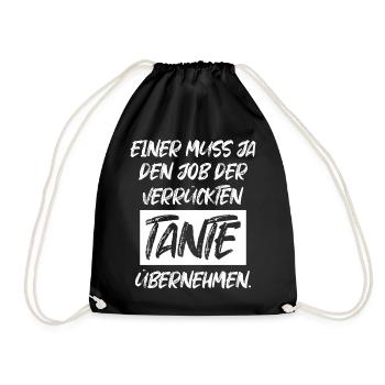 Verrückte Tante Patin Nichte Neffe Geschenk Taufe - Turnbeutel - Schwarz - Vorne