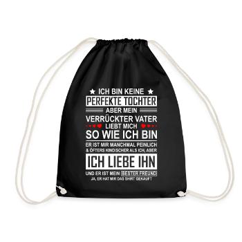 Vater Tochter Geschenk Papa Mädchen Geburtstag - Turnbeutel - Schwarz - Vorne