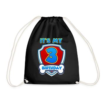 3 three girls boy birthday bones gift - Drawstring Bag - black - Front