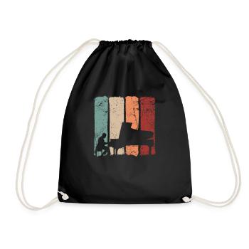 Pianist Piano Gift - Drawstring Bag - black - Front