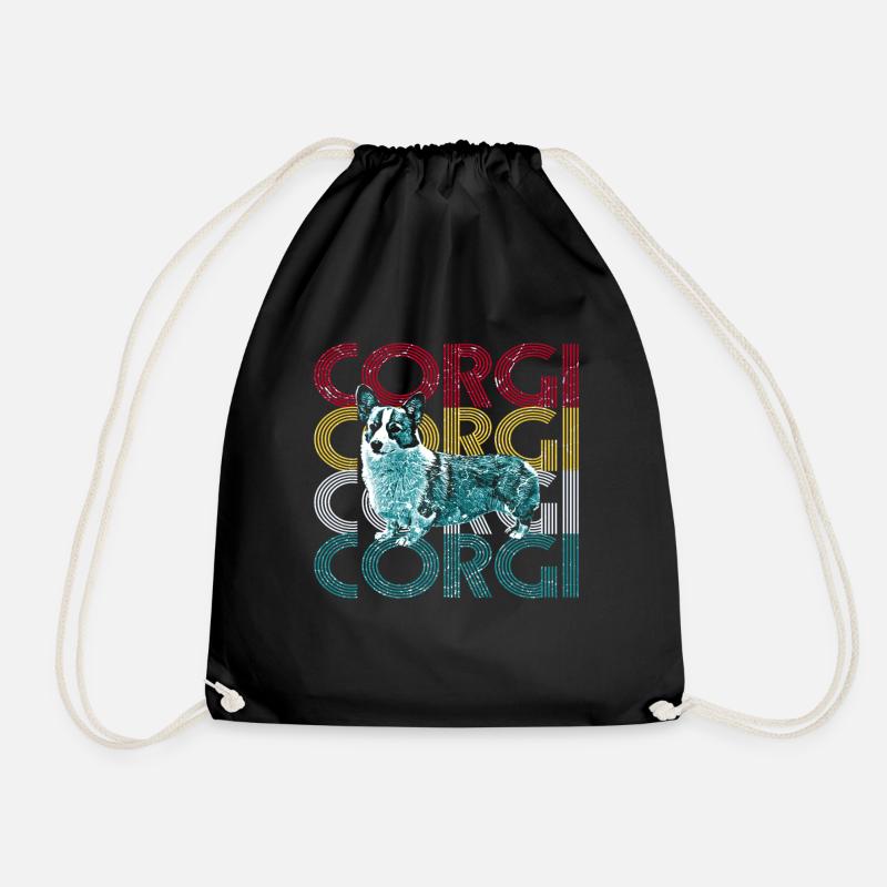 Corgi - Drawstring Bag - black