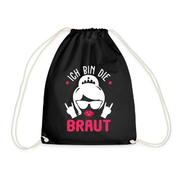 Rocker Braut Junggesellinnenabschied Hochzeitspart - Turnbeutel - Schwarz - Vorne