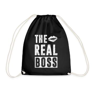 The Real Boss Pärchen Partnerlook für Sie - Turnbeutel - Schwarz - Vorne