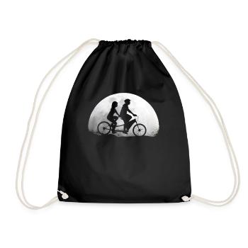 Tandem bike moon tandem - Drawstring Bag - black - Front