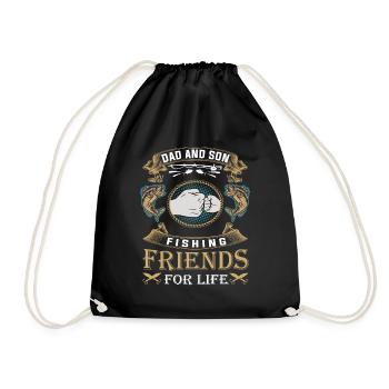 Angler fishing dad and son fishing friends gift - Drawstring Bag - black - Front