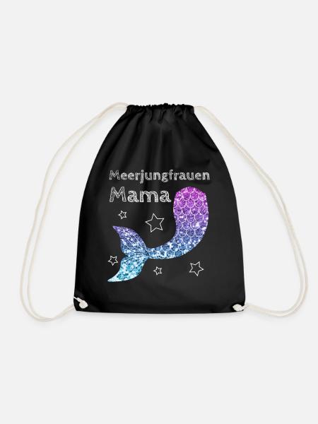 Meerjungfrau Mama Schwimmflosse Geschenk Frau - Turnbeutel - Schwarz