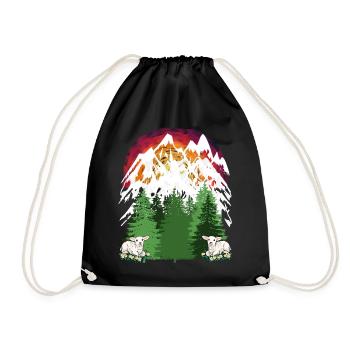 Sheep Goats Alpine Pasture Mountains Alps Holiday Tannen Alm - Drawstring Bag - black - Front