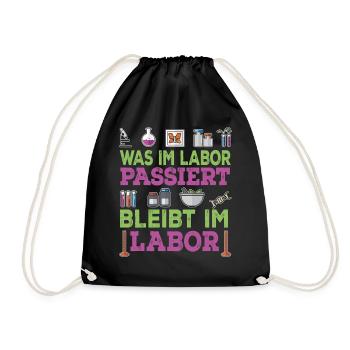 Biologie - Was Im Labor Passiert Bleibt Im Labor - Turnbeutel - Schwarz - Vorne
