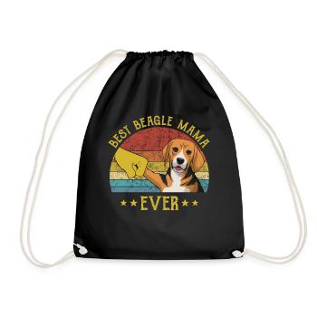 Best Beagle Mama Ever Dog Mom Retro Vintage Gift - Drawstring Bag - black - Front