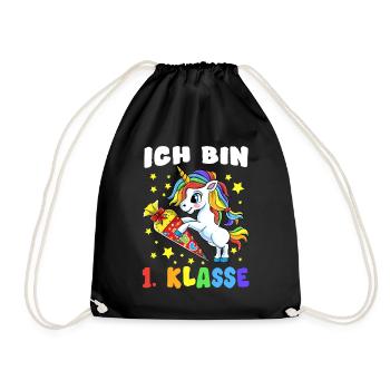 Schulkind 2020 Einhorn Unicorn Einschulung Schule - Turnbeutel - Schwarz - Vorne