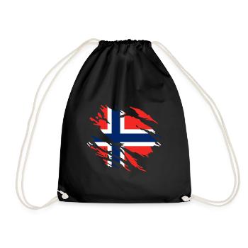 Norwegen Flagge - Turnbeutel - Schwarz - Vorne